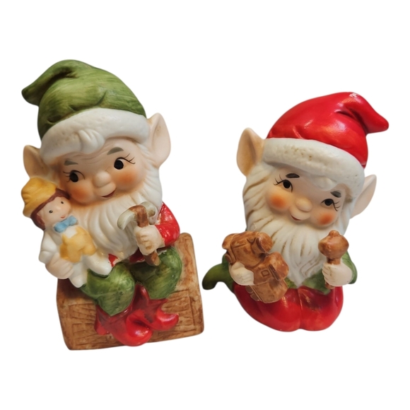 Homco Other - Homco Santa's Workshop Christmas Elf Figurines 5406 Vintage Set Of 2